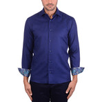 Paisley Jacquard Long Sleeve Shirt // Navy Blue (XS)