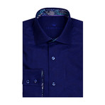 Paisley Jacquard Long Sleeve Shirt // Navy Blue (3XL)