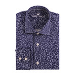 Chess Poplin Print Long Sleeve Shirt // Navy Blue (S)