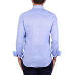 Linen Dotted Short Sleeve Shirt // Blue (S)