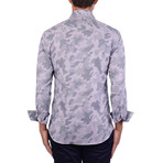 Jacquard Long Sleeve Shirt // Navy Blue (XL)
