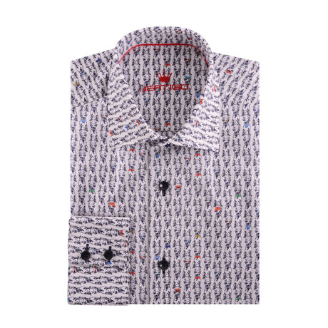 Man's Best Friend Poplin Print Long Sleeve Shirt // White (XS)