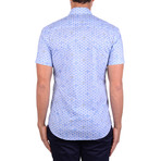 Couples Print Poplin Short Sleeve Shirt // Blue (S)