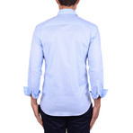 Small Dotted Poplin Print Long Sleeve Shirt // Blue (3XL)