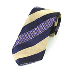 Silk Neck Tie + Gift Box // Purple + Champagne Lines