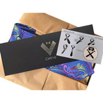 Silk Neck Tie + Gift Box // Metallic Blue + Colorful Paisley