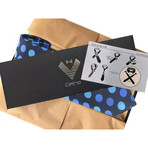 Silk Neck Tie + Gift Box // Metallic Blue Circles