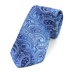 Silk Neck Tie + Gift Box // Metallic Blue Paisley