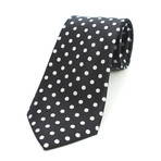 Silk Neck Tie + Gift Box // Black + White Polka Dot