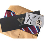 Silk Neck Tie + Gift Box // Burgundy + Blue Lines