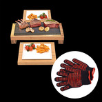 The SteakStones Raised Sharing Steak Plate // Serving Set + SafeHands Bundle