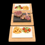 The SteakStones Sizzling Steak Plate // Serving Set + SafeHands Bundle