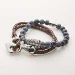 2-Bracelet Mix // Brown + Silver 1