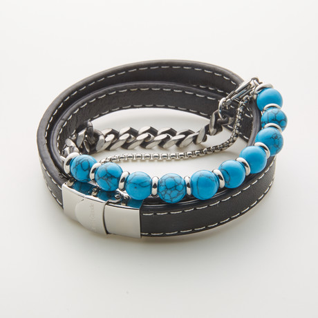 2-Bracelet Mix // Black + Blue + Turquoise