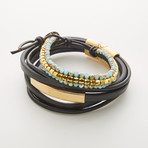 2-Bracelet Mix // Black + Gold + Green