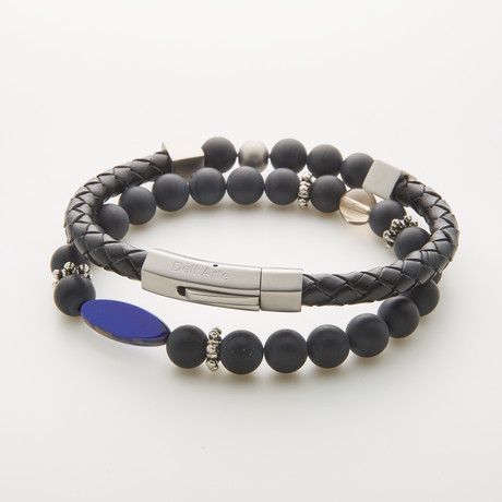 2-Bracelet Mix Set // Black + Blue + Gray