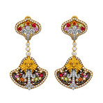 Magerit Fuente Big Versalles 18k Yellow Gold Multi-Stone Earrings