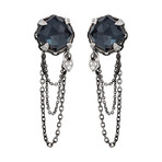 Stephen Webster 18k White Gold Rhodium Hematite Quartz + White Diamond Earrings