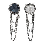 Stephen Webster 18k White Gold Rhodium Hematite Quartz + White Diamond Earrings