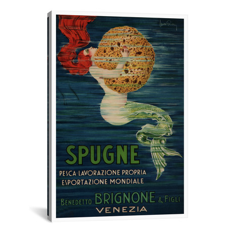 Spugne Benedetto Brignone & Figli (Venezia) Advertising Vintage Poster // Unknown Artist (12"W x 18"H x 0.75"D)