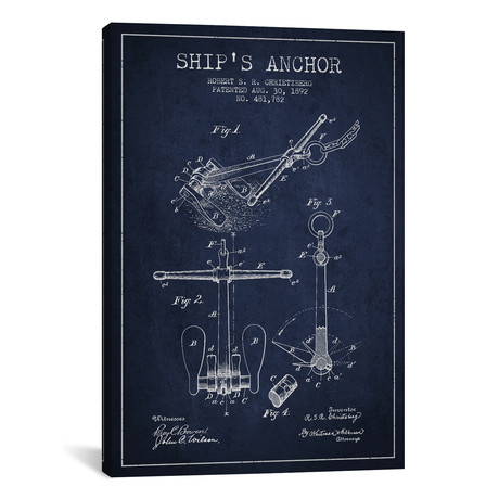 Anchor Navy Blue Patent Blueprint // Aged Pixel (18"W x 26"H x 0.75"D)