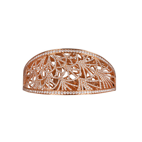 Jacob & Co. Abanico Collection Full Pave Three-Finger Lace Cocktail Diamond Ring // Rose Gold