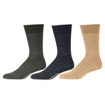 Merino Wool Mid-Calf Dress Socks // Olive + Charcoal + Khaki // Pack of 3