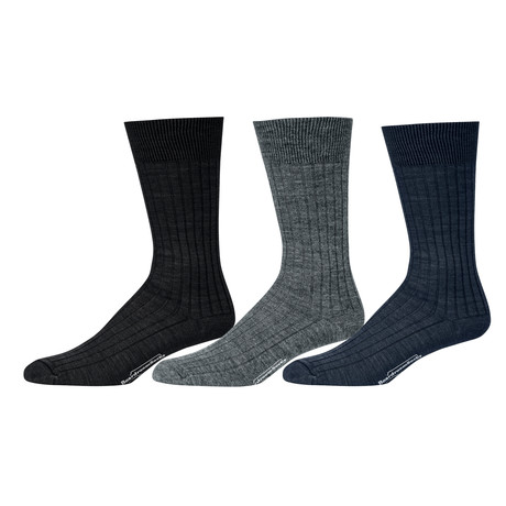 Top 3 Merino Wool Mid-Calf Dress Socks // Black + Heather Gray + Navy // Pack of 3