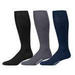 Can't Miss Pima Cotton Over the Calf Dress Socks // Black + Gray + Navy // Pack of 3