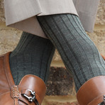 Merino Wool Mid-Calf Dress Socks // Olive + Charcoal + Khaki // Pack of 3