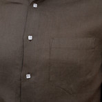 Satie Short-Sleeve Button Down // Brown (XL)