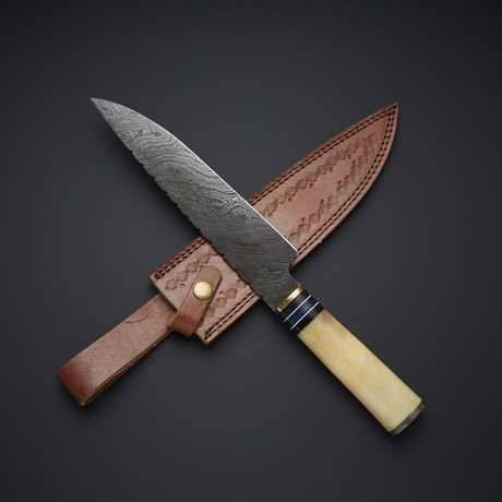 Arctic Ivory Damascus Chef Knife // 54