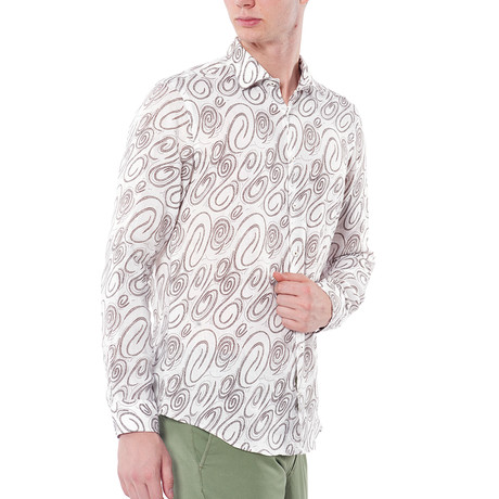 Patterned Slim Fit Shirt // Brown (36)