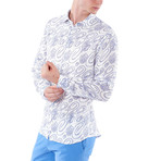 Patterned Slim Fit Shirt // Dark Blue (42)