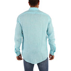 Patterned Slim Fit Shirt // Turquoise (36)