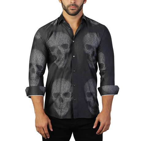 Fibonacci Skull Dress Shirt // Dark Black (S)