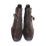 Men's Suede Ankle Motorcycle Boots // Brown (US: 9.5)