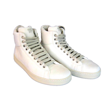 Men's Velvet High Top Sneakers // White (US: 7)