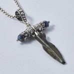 Ancient Greek Arrowhead Silver and Sapphire Pendant