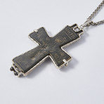 Large Byzantine Bronze Cross // Silver Pendant