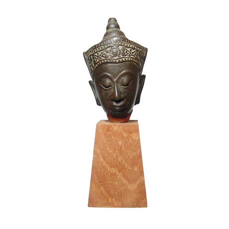 Antique Bronze Head Of Buddha // Thailand