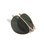 Unisex Classic Folding Aviator Sunglasses // Gold + Black