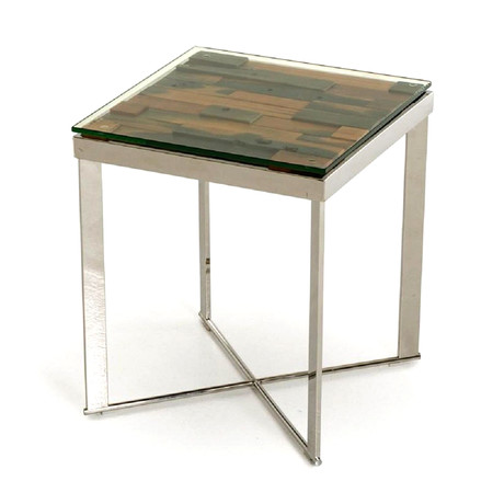 Sandi // Modern Rectangular Wood Mosaic End Table