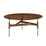 Modrest Lawson Round Coffee Table // Walnut + Glass