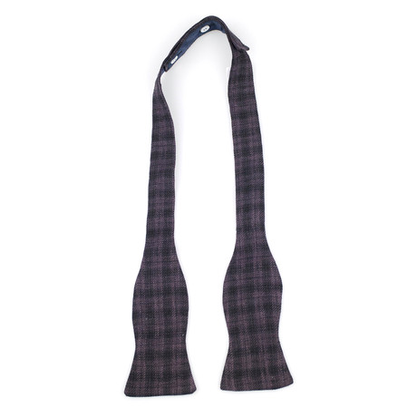 Brunello Cucinelli // Plaid Wool Blend Bow Tie // Eggplant Purple