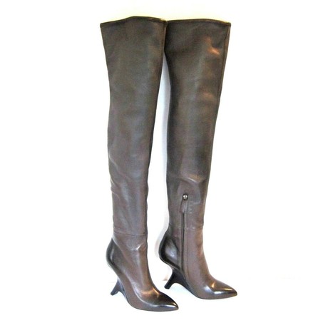 Women's Leather Knee High Boots // Taupe (US: 7)