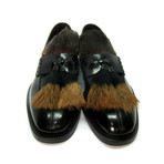 Fur-Tassel Tongue Loafers // Black (US: 7.5)