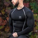 Compression Long Sleeve T-Shirt // Black + Silver (X-Large)
