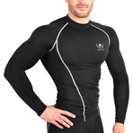 Compression Long Sleeve T-Shirt // Black + Silver (Large)