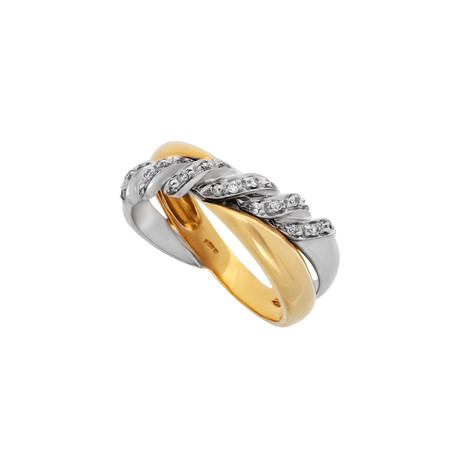 Estate 18k Two-Tone Gold Diamond Ring II // Ring Size: 7
